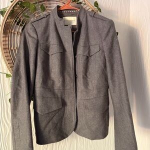 Banana Republic Women’s Gray Military-Style Blazer Jacket Size 6 Stretch